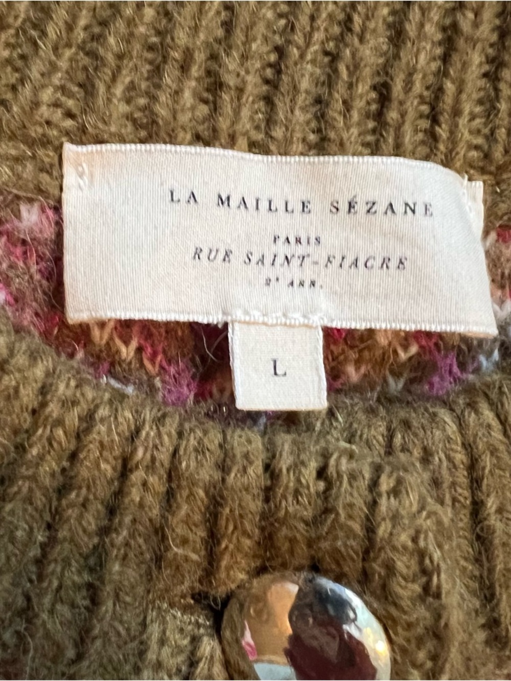 La Maille Suzane green with pattern cardigan sweater size large - Picture 5 of 11